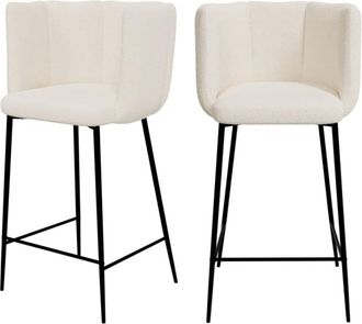 Rendez-Vous Déco Set de 2 taburetes para isla de cocina en tela bouclé beige 65 cm