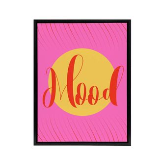 Artery8 Mood Sunset Pink Yellow Decorative Design Black Framed Canvas Art | Size: W24 x H32