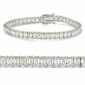 Pompeii3 20Ct Emerald Cut Diamond Tennis Bracelet 14k Gold 7 Lab Grown
