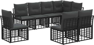 vidaXL Conjunto De Sof&aacute;s De Exterior 8 Uds. Negro Y Gris Oscuro Vidaxl