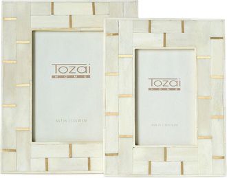 Tozai Home Twos Company Set Of 2 Vendome Photo Frames With Brass Lines