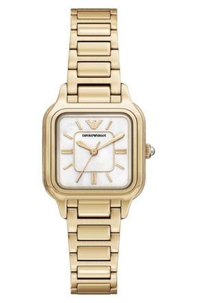 Emporio Armani Mother-of-Pearl Bracelet Watch, 26mm x 26.5mm in Gold at Nordstrom