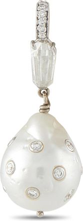Luxury Bazaar 18K White Gold 1.35ct Diamond and Pearl Pendant MF21-081226