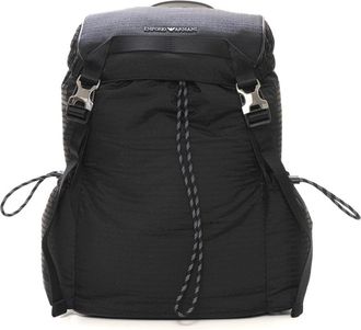 Emporio Armani Logo Rugzak met Voor Knoopsluiting - Heren - Rugzakken - Zwart - ONE Size - Tassen