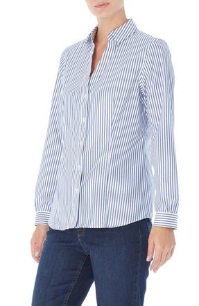 Jones New York Stripe Easy Care Button-Up Shirt in Blue/White at Nordstrom, Size X-Large