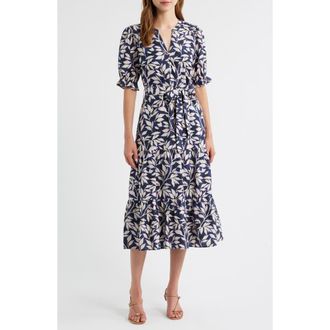 Rails Eliana Print Tiered Midi Dress in Navy Vines at Nordstrom Rack, Size Small