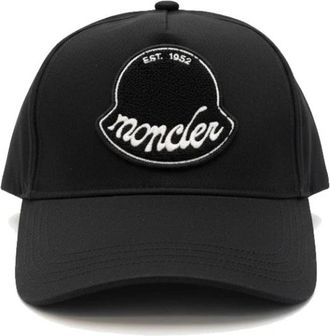 Moncler Logo Cap - Heren - Petten - Zwart - ONE Size - Katoen - Accessoires