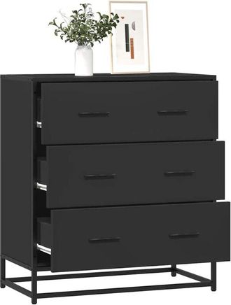 vidaXL vidaXL Credenza Rovere Nera 68x35x76 cm in Truciolato e Metallo