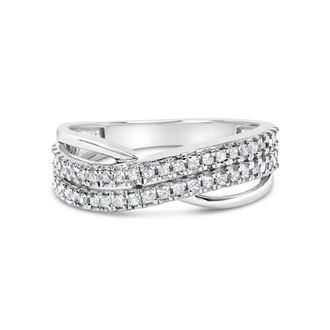 House of Brilliance 10K White Gold 1/2 Cttw Princess Diamond Split Shank Band Ring at Nordstrom, Size 7