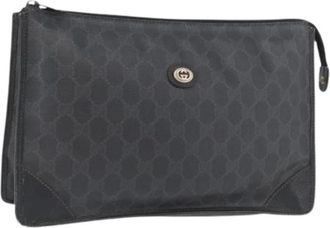 Gucci Pre-owned Clutches, female, Black, Size: ONE SIZE Pre-owned Vintage GG Canvas Clutch
