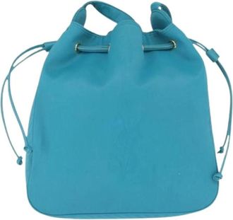 Saint Laurent Pre-owned Bucket Bags, female, Blue, Size: ONE SIZE Pre-owned Nylon Shoulder Bag