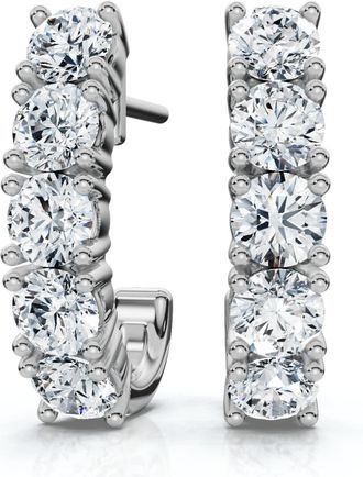 Pompeii3 1Ct Diamond Hoops Womens Earrings 10k Gold Lab Grown