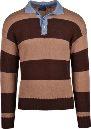 Drumohr Polo Knit - Brown/Light Blue