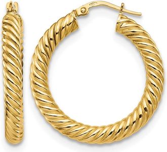 Diamond2Deal 14K Yellow Gold Twisted Fancy Hoop Earrings