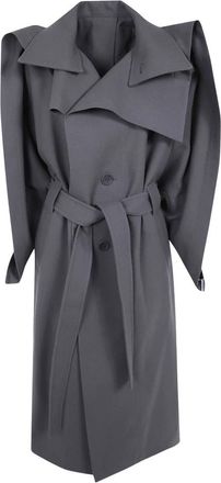 Issey Miyake Calligraph Jas - Dames - Jas met riem - Grijs - S - Wol - Jassen
