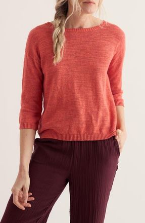 Seasalt Cornwall Knavock Button Back Organic Cotton & Linen Sweater in Crab Claw at Nordstrom, Size 18