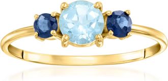Canaria Canaria Sky Blue Topaz Ring With. Sapphires in 10kt Yellow Gold