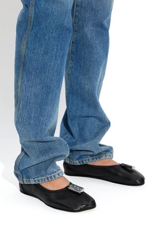 Maison Margiela Leather Ballet Flats With Charm, Womens, Black