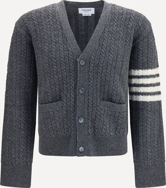 Thom Browne V-neck Sweater with Anchor embroidery on the back Male 4