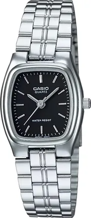 Casio Womens Black Dial Rectangular Analog Watch with Steel Bracelet - LTP-1169D-1A