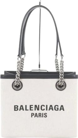 Balenciaga Pre-owned Tote Bags, female, Beige, Size: ONE SIZE Pre-owned Canvas Tote Bag