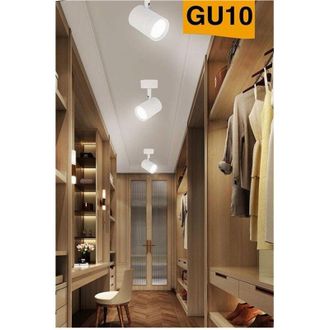 Trade Shop Trade Shop Traesio - Trade Shop - Porta Faretto Proiettore Orientabile Da Soffitto Parete A Cilindro Gu10 P28-gu10 - Blanco