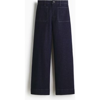 H&M Wide High Jeans in Dark Denim Blue at Nordstrom, Size 18
