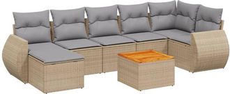 vidaXL Vidaxl - Juego De Sof&aacute;s De Jard&iacute;n Con Cojines Beige 8 Pzas Rat&aacute;n Pe