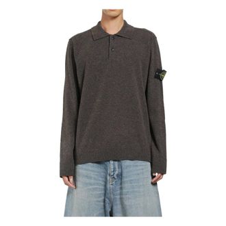 Stone Island Truien & Vesten, Heren, Grijs, XL, Wol, Loose Fit Poloshirt