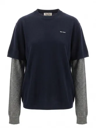 Miu Miu Sweater With Jersey Sleeves