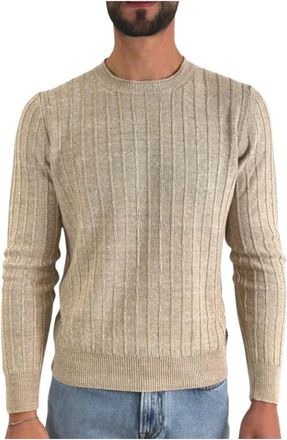 La Fileria Maglia girocollo 4 seasons in cotone - Heren - Ronde hals truien - Beige - M - Katoen - Truien & Vesten