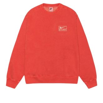 Nike x Stussy Pigment Dyed Fleece Crew Sweater Habanero Red FQ3015-642