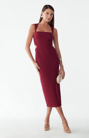BWLDR Riri Midi Dress in Burgundy at Nordstrom, Size 14