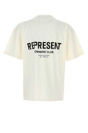 Represent Mens White Cotton Represent Owners Club T-Shirt Flatwhite Exterior Exterior: T-shirts And Polos