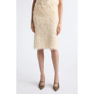 Toteme Feathered Jersey Midi Skirt in Eggshell at Nordstrom, Size 38