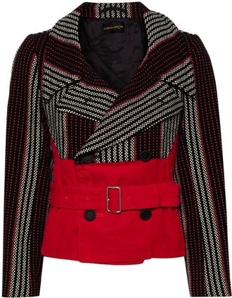 Comme Des Garçons 2001 panelled double-breasted jacket - women - Cupro/Cotton/Nylon/Wool - S - Red