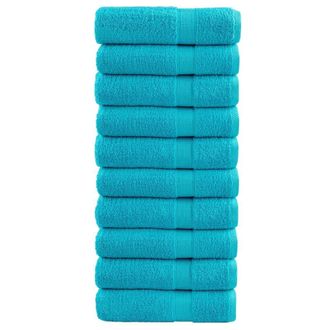 Berkfield Home Premium Shower Towels SOLUND 10 pcs Turquoise 70x140 cm 600 gsm in Blue