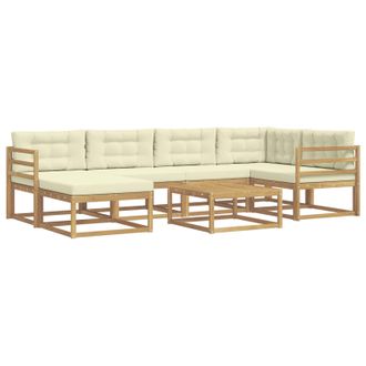 vidaXL Conjunto De Sof&aacute;s De Exterior 7 Pcs Blanco Y Crema Vidaxl