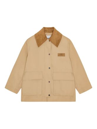 Ganni corduroy-collar utility jacket - Neutrals