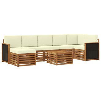 vidaXL Conjunto De Sof&aacute;s De Exterior Con Coj&iacute;n 7 Pcs Natural Y Crema Vidaxl