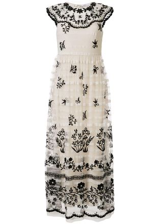 Red Valentino floral embroidered maxi dress - White
