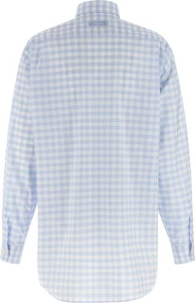 Moschino Heart-Patch Vichy Cotton Shirt - Blue