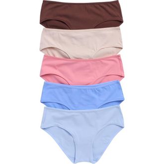 Nordstrom Rack 5-Pack Stretch Cotton Hipster Briefs in Pink Quill Multi at Nordstrom Rack, Size X-Small