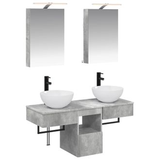 vidaXL Juego De Muebles De Ba&ntilde;o 5 Pcs Gris Hormig&oacute;n Vidaxl