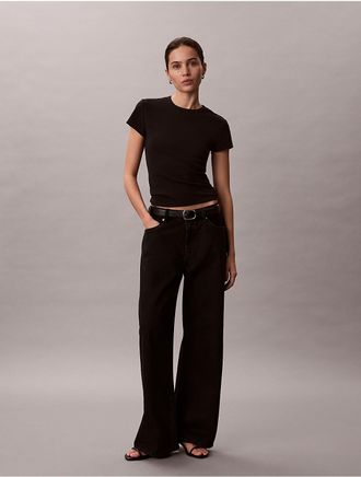 Calvin Klein Jeans Calvin Klein Womens Refined Rib Baby Tee - Black - XS