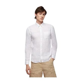 Brooks Brothers Slim Fit Iers Linnen Sportoverhemd - Heren - Casual Overhemden - Wit - L - Linnen - Overhemden