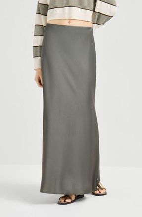 Brunello Cucinelli Fluid Bias-Cut skirt in Olive at Nordstrom, Size 42 It