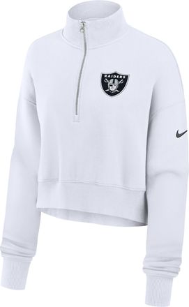 Nike Las Vegas Raiders Primetime Phoenix Nike Womens NFL Oversized Cropped 1/4-Zip Crew in White | 01N910A8D-LCD