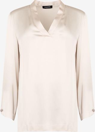 Fabiana Filippi Satinbluse mit V-Ausschnitt