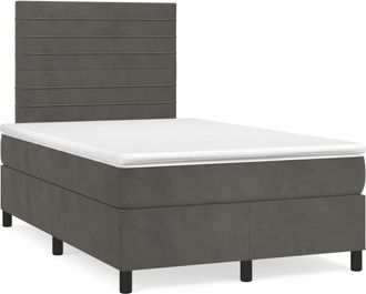 vidaXL Vidaxl - Cama Box Spring Colch&oacute;n Y Led Terciopelo Gris Oscuro 120x190 Cm